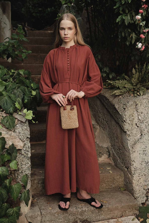 Sofi - Breathable 100% Cotton Oversized  Dress & Brick