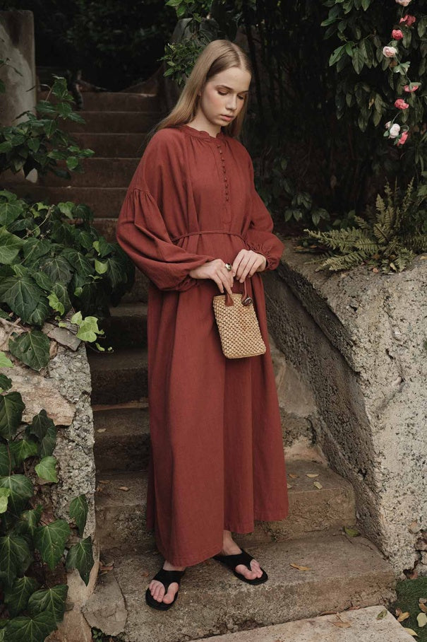 Sofi - Breathable 100% Cotton Oversized  Dress & Brick
