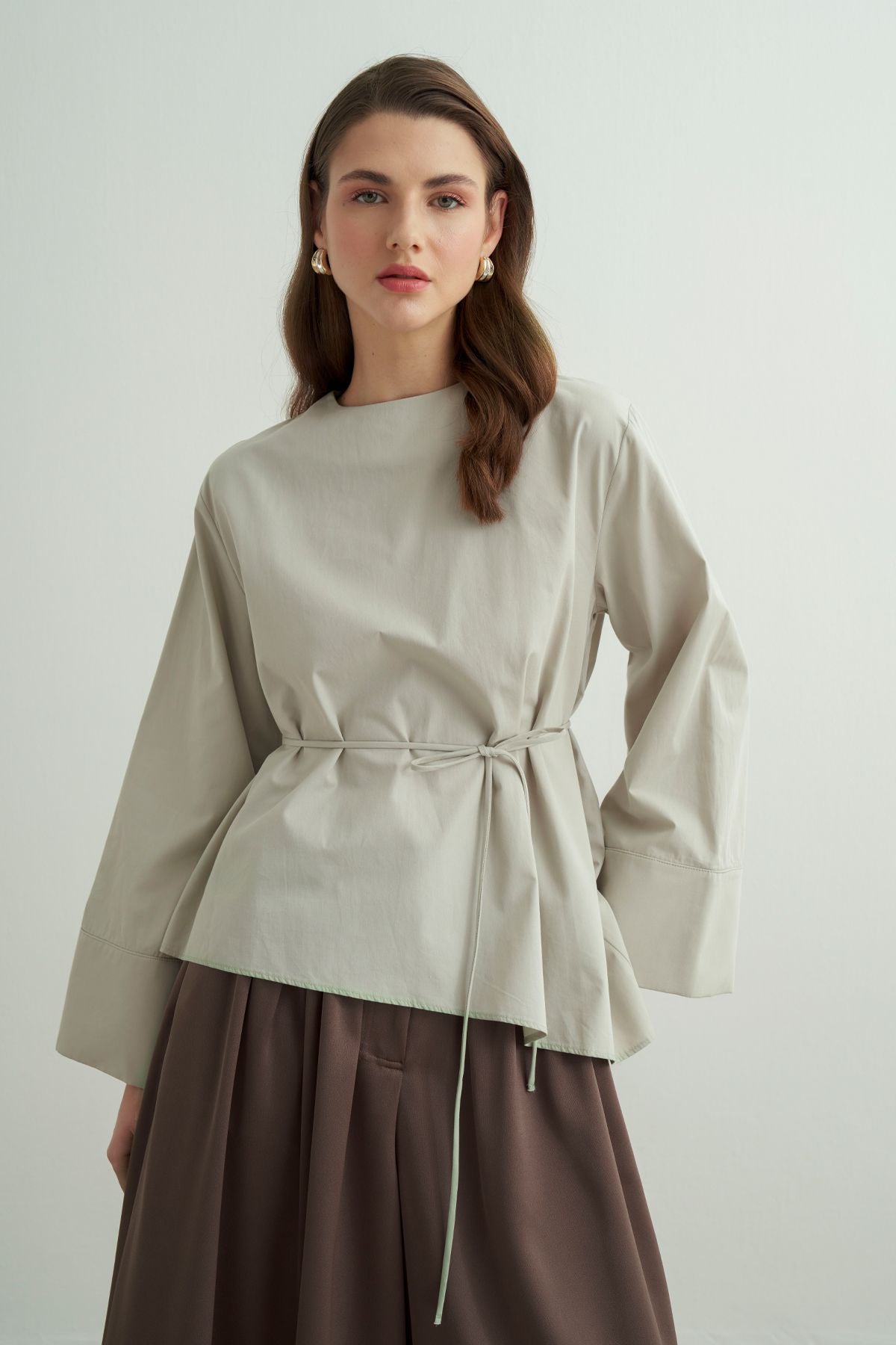 Celestia Cotton Blouse - Mint Blue