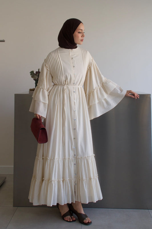 Hürrem Vual Cotton Dress - Cream