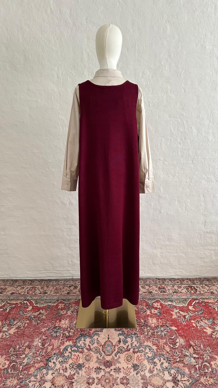 Knit Sleeveless Dress - Burgundy