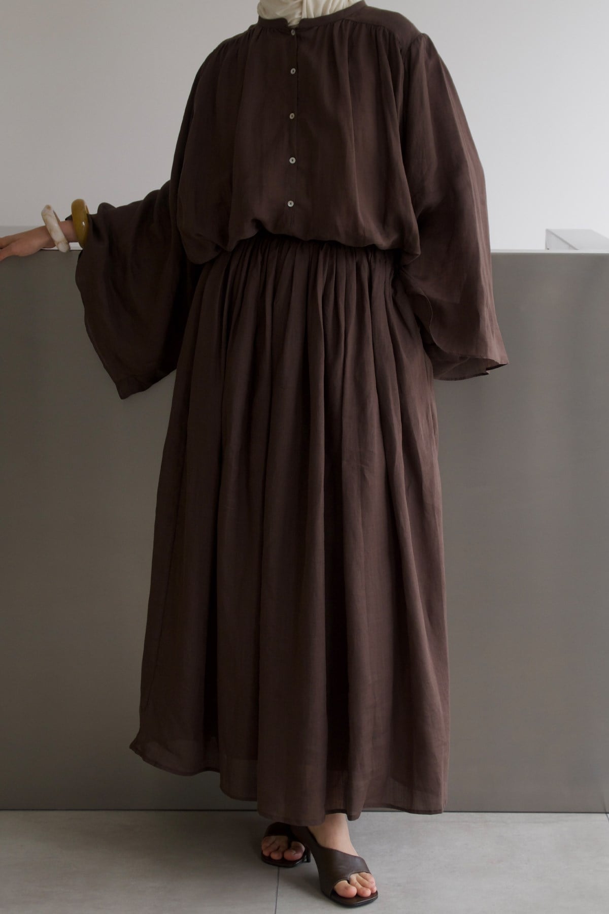 Molie Linen Skirt Set - Dark Brown