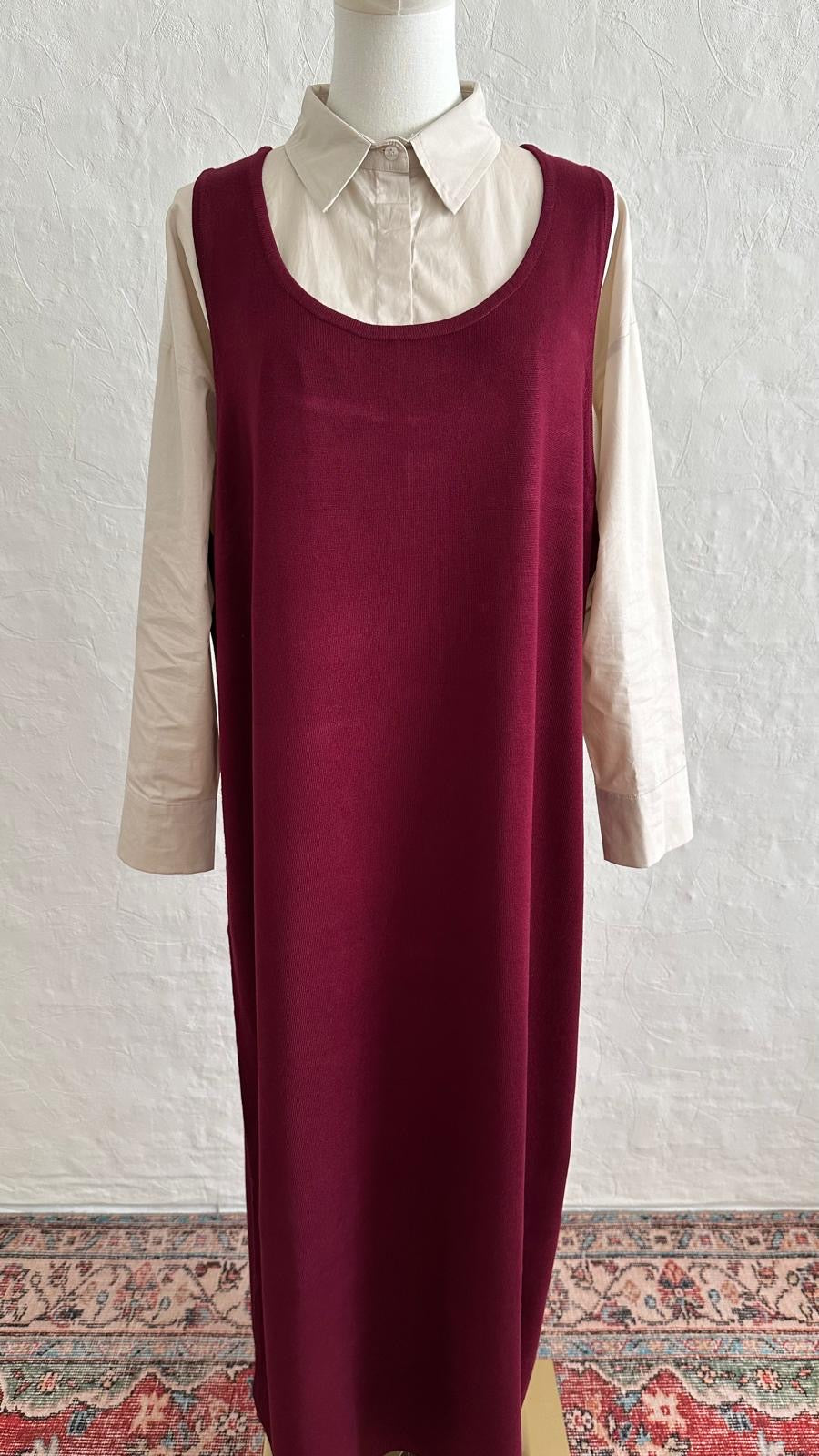 Knit Sleeveless Dress - Burgundy