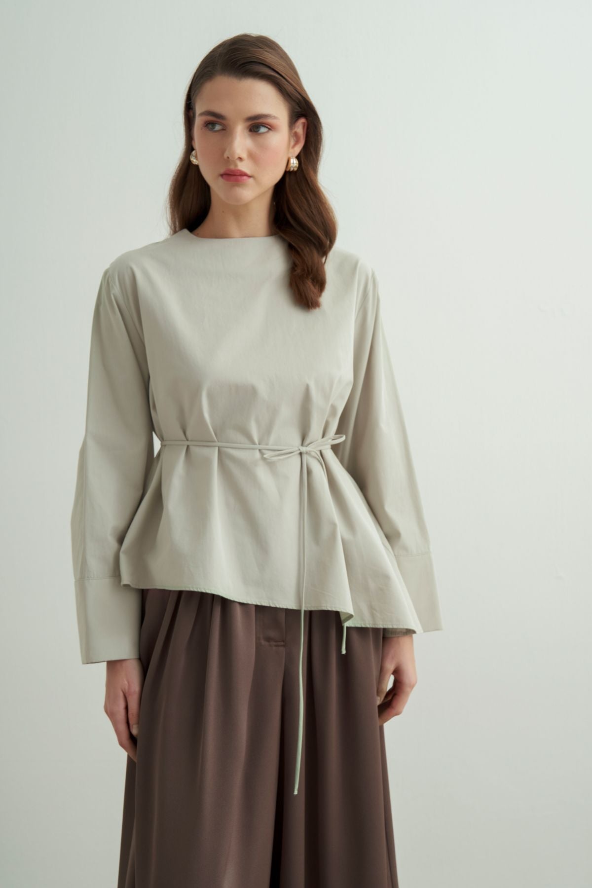 Celestia Cotton Blouse - Mint Blue