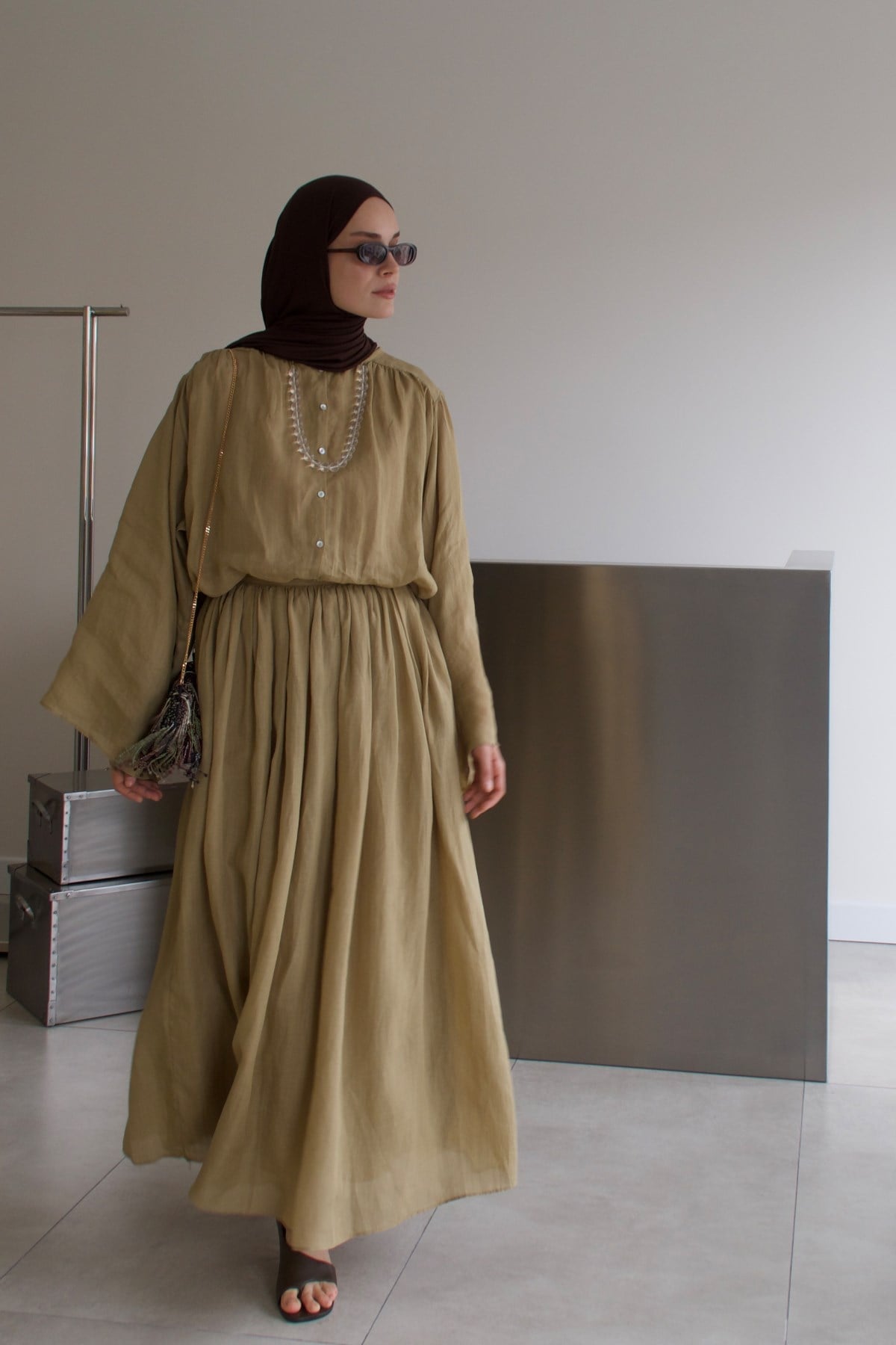 Molie Linen Skirt Set - Warm Olive