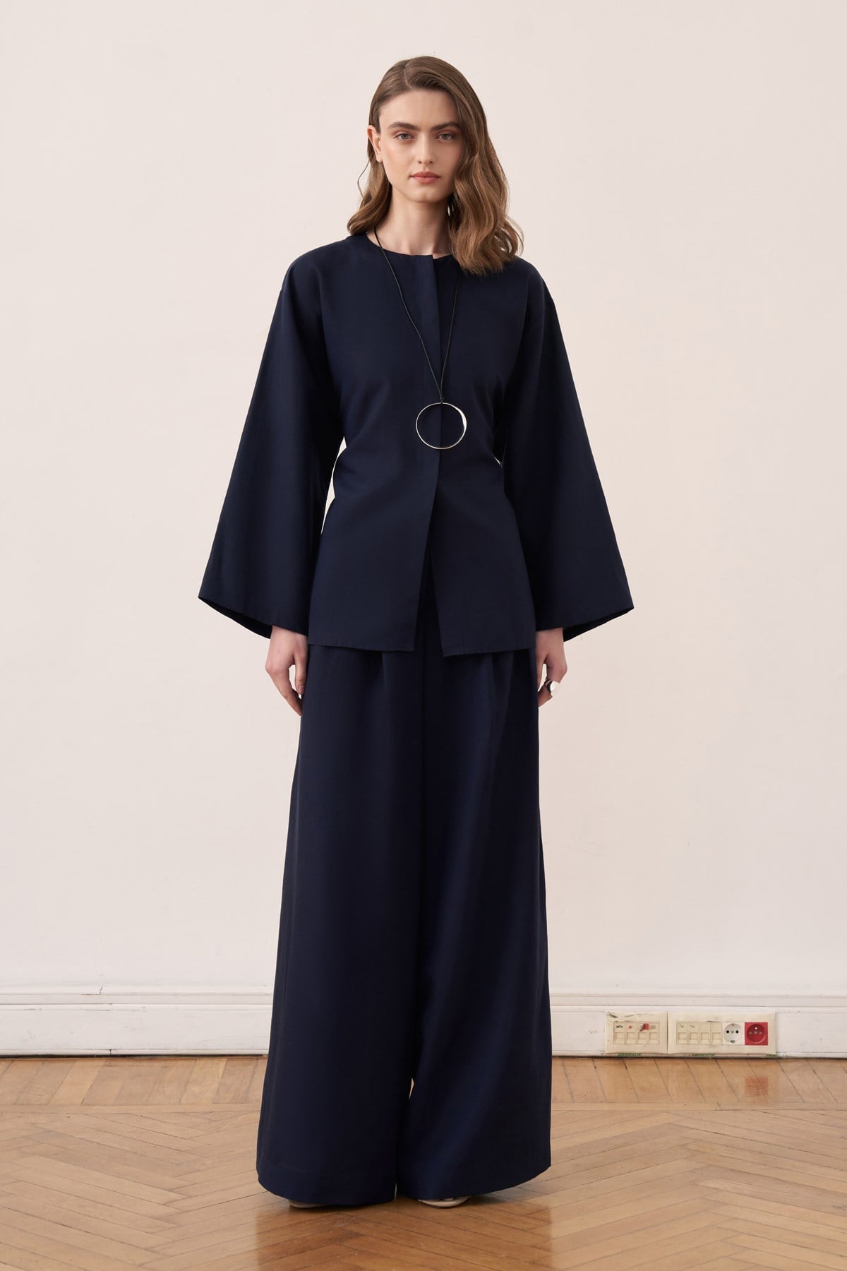 Ravena Linen 2-piece Tunic & Pants Set - Navy Blue