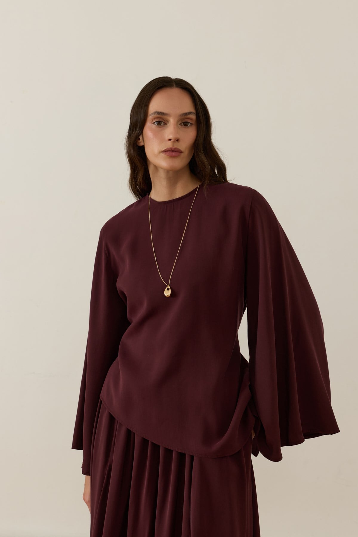Serena 2-pieces Cupra Set - Burgundy