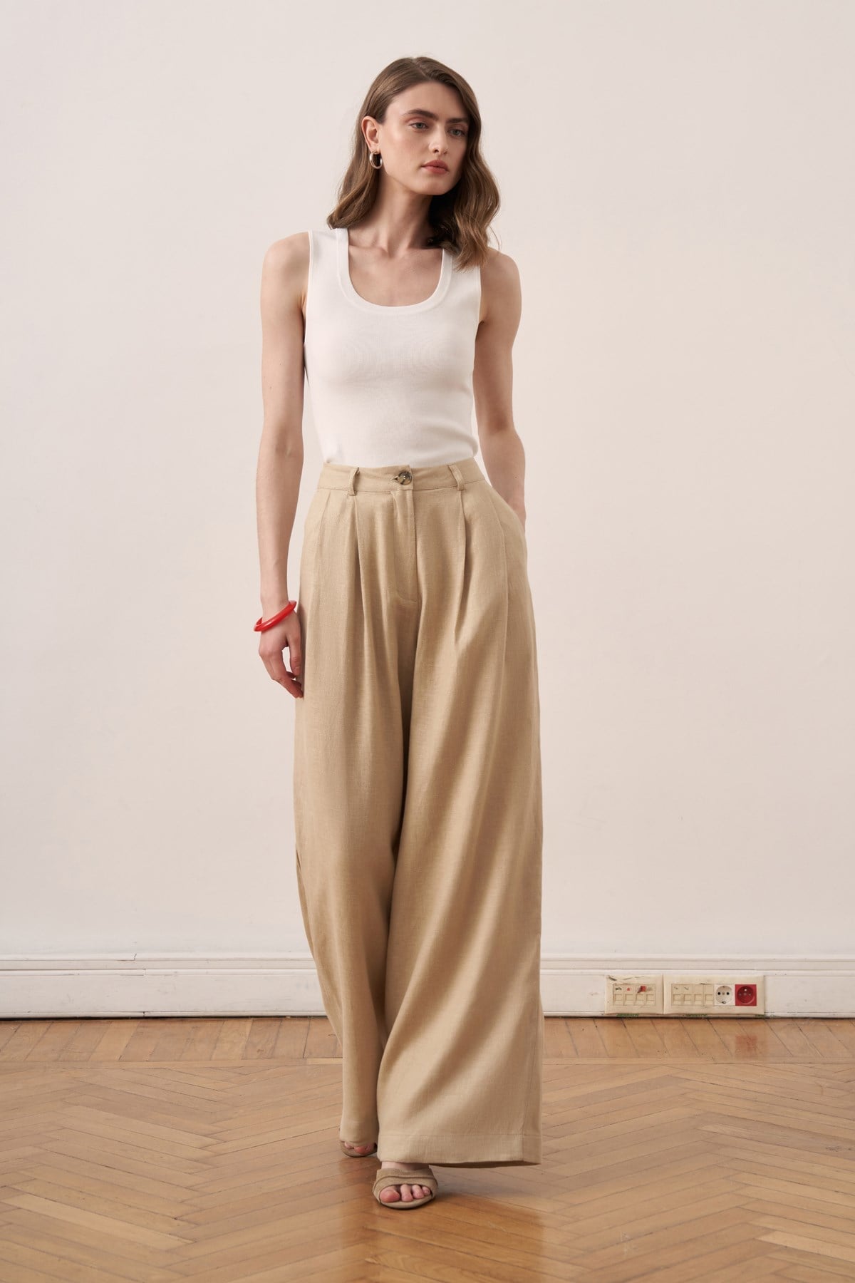Fendy Linen Pants - Wheat Beige