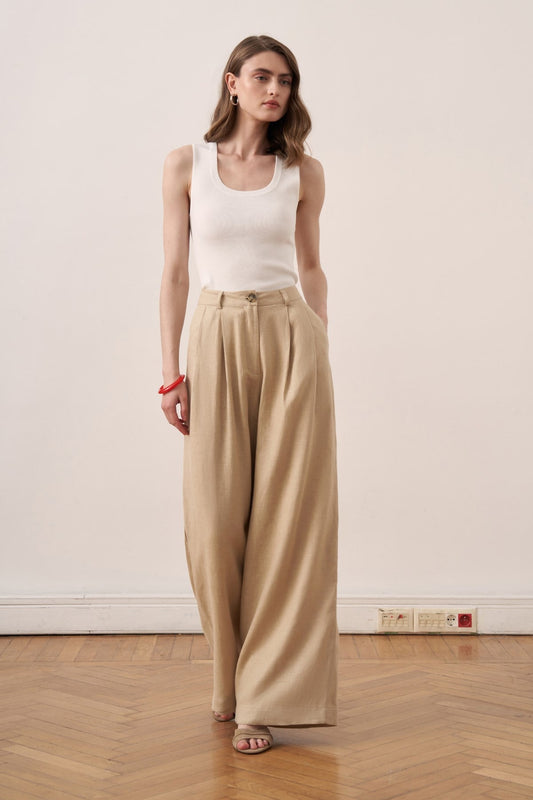 Fendy Linen Pants - Wheat Beige