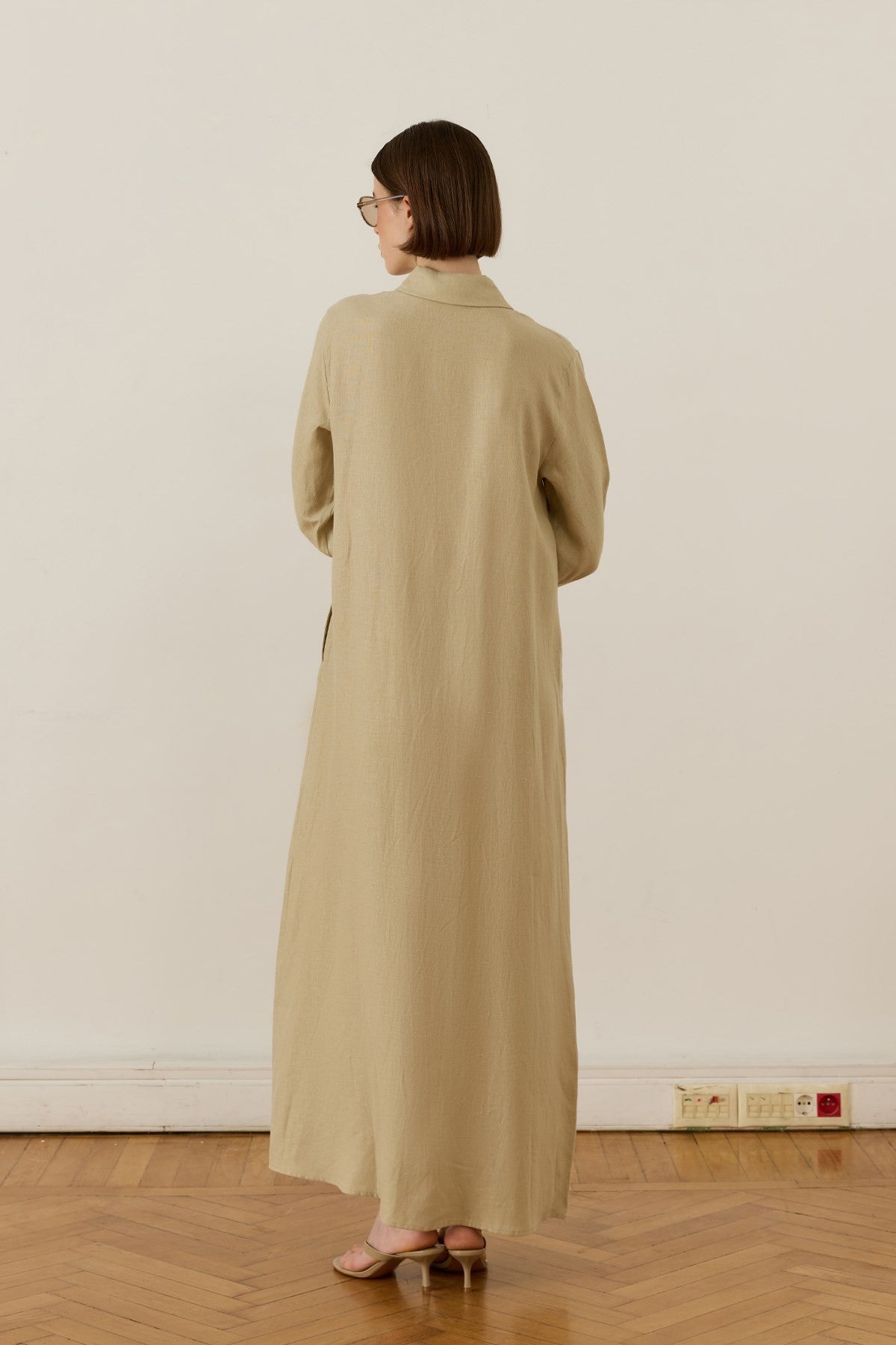 Sara 100% Linen Dress - Sage Green