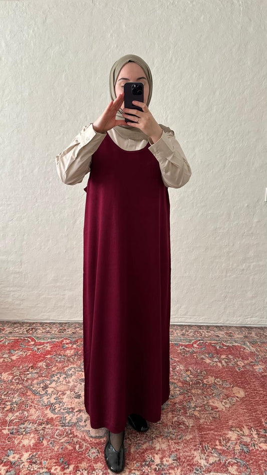 Knit Sleeveless Dress - Burgundy