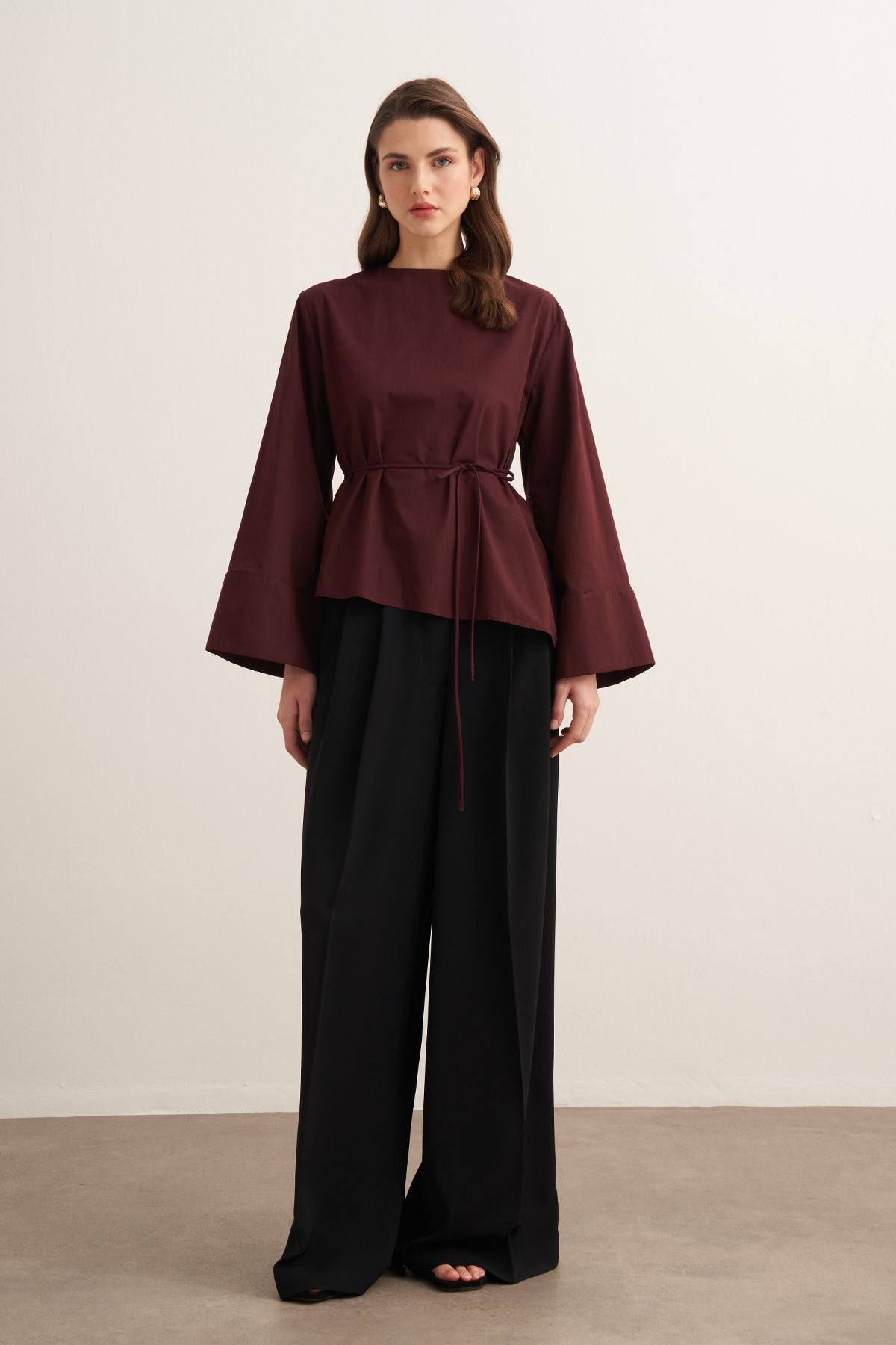 Celestia Cotton Blouse - Burgundy