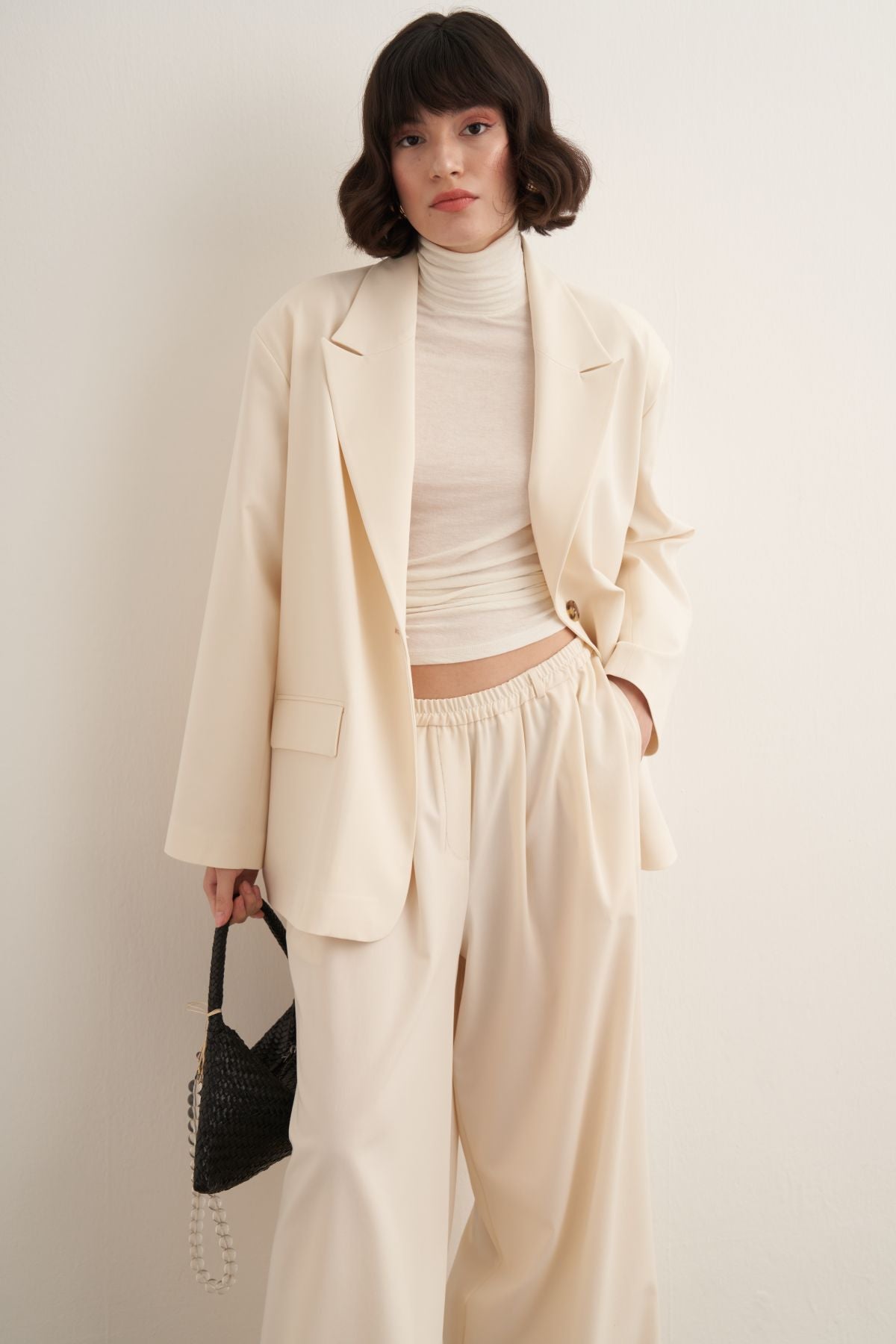 Sahar Oversized Blazer Jacket - Ecru