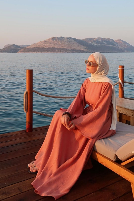 Sera 100% Linen Terracotta Dress – Relaxed Sleeves, Cinched Waist