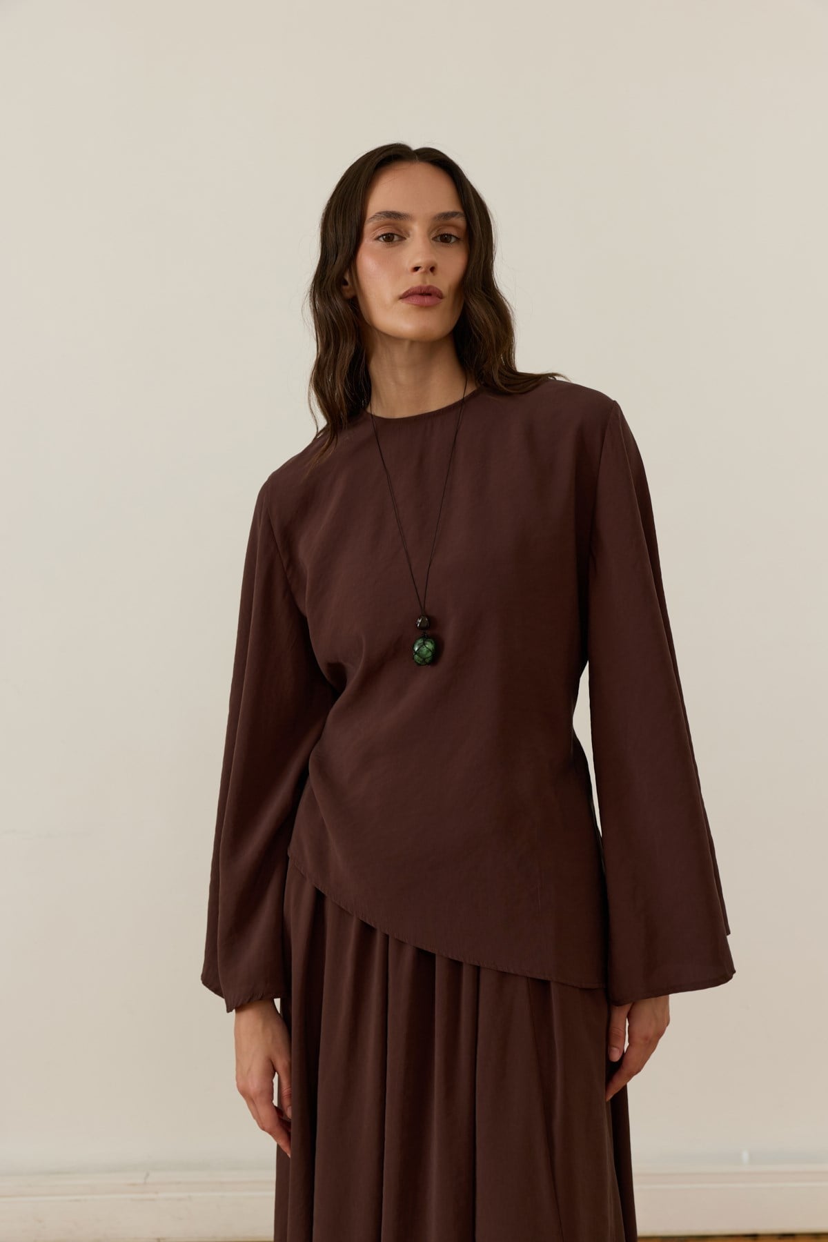 Serena 2-pieces Cupra Set - Dark Brown