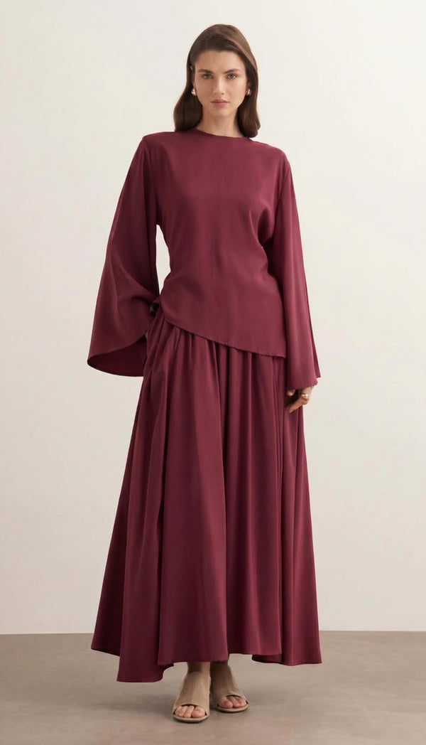 Serena 2-pieces Cupra Set - Burgundy