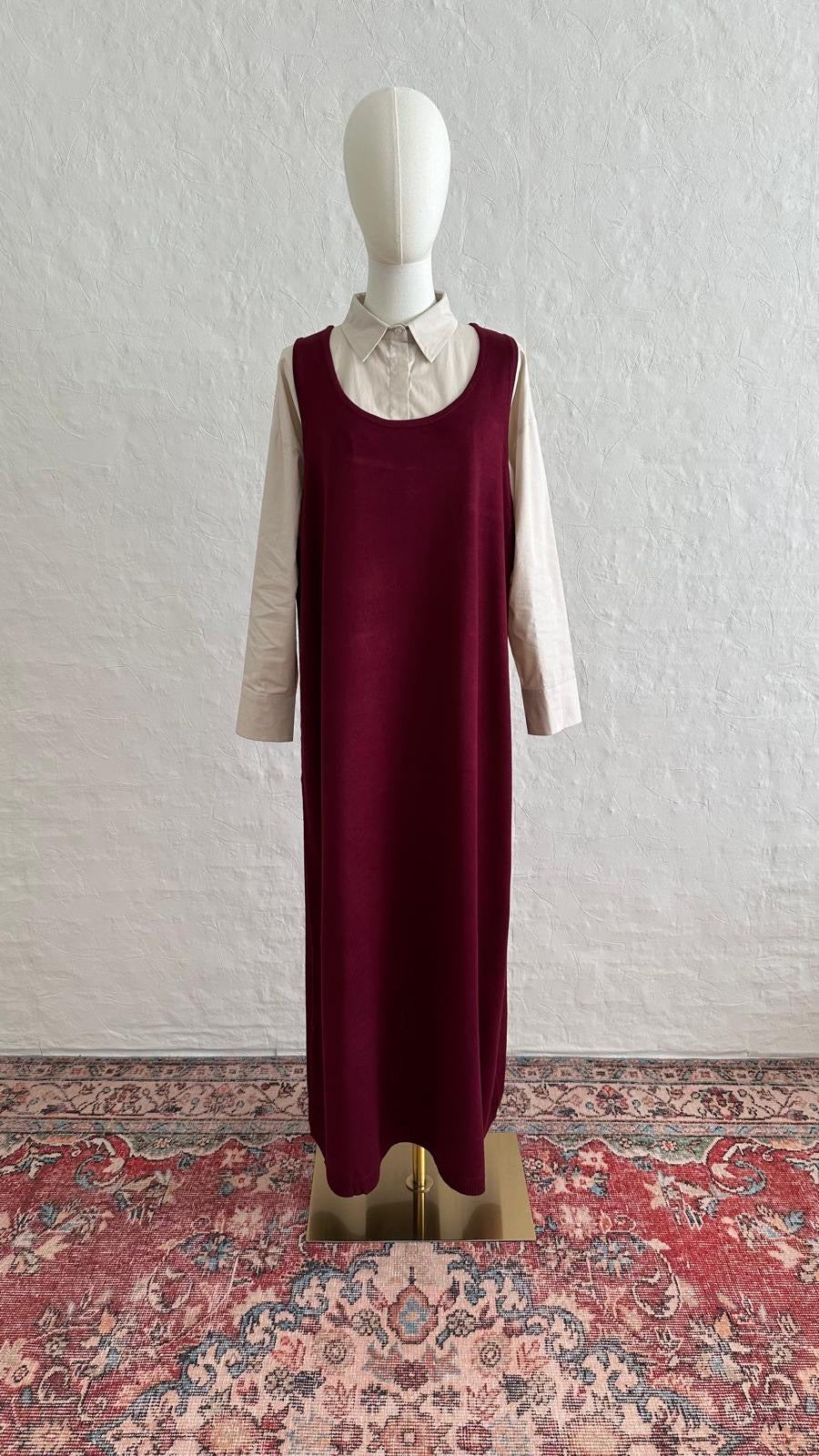 Knit Sleeveless Dress - Burgundy
