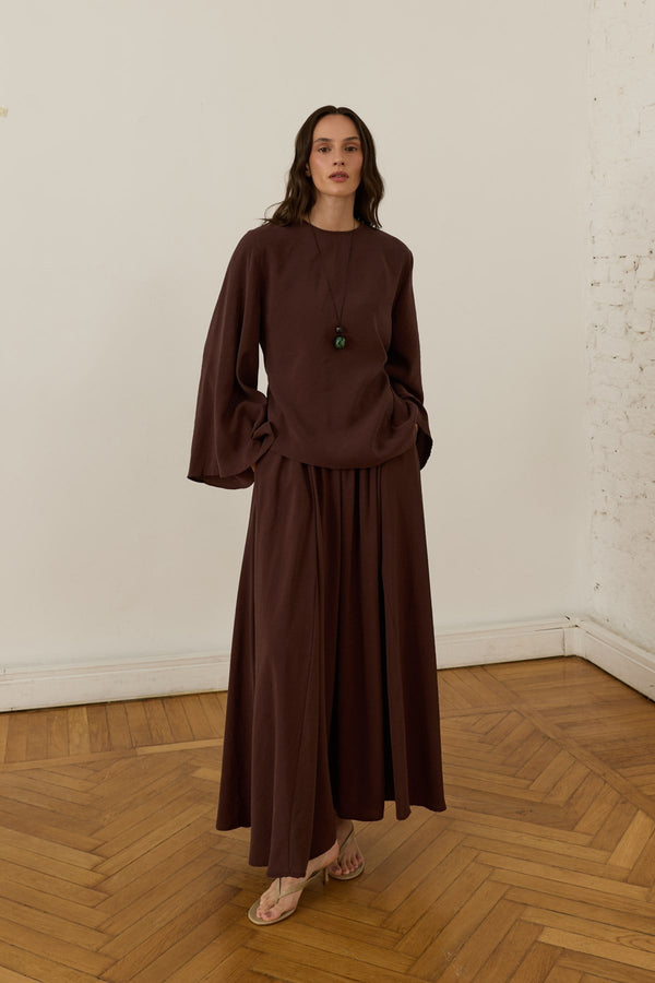 Serena 2-pieces Cupra Set - Dark Brown