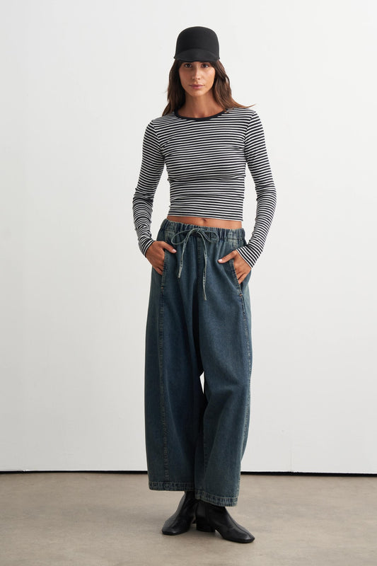 Bari Balloon Leg Denim Trousers