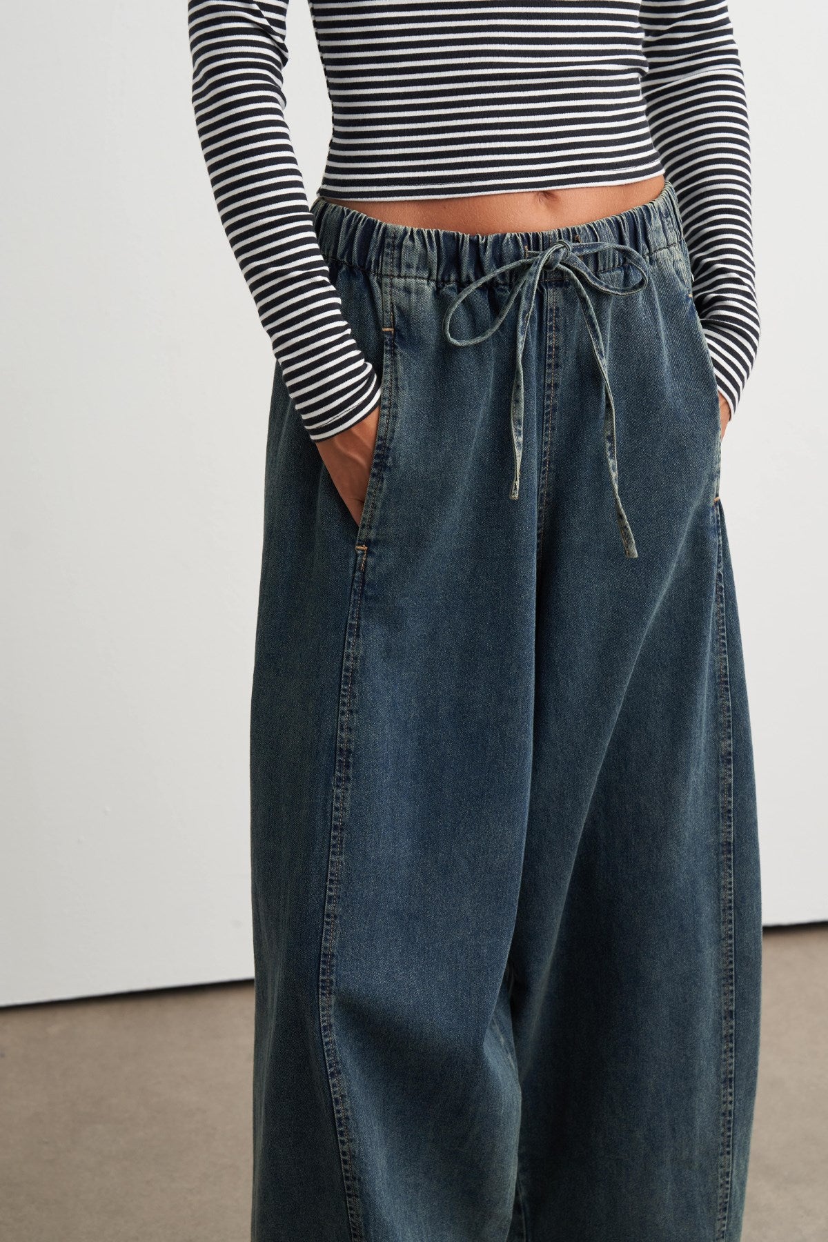 Bari Balloon Leg Denim Trousers