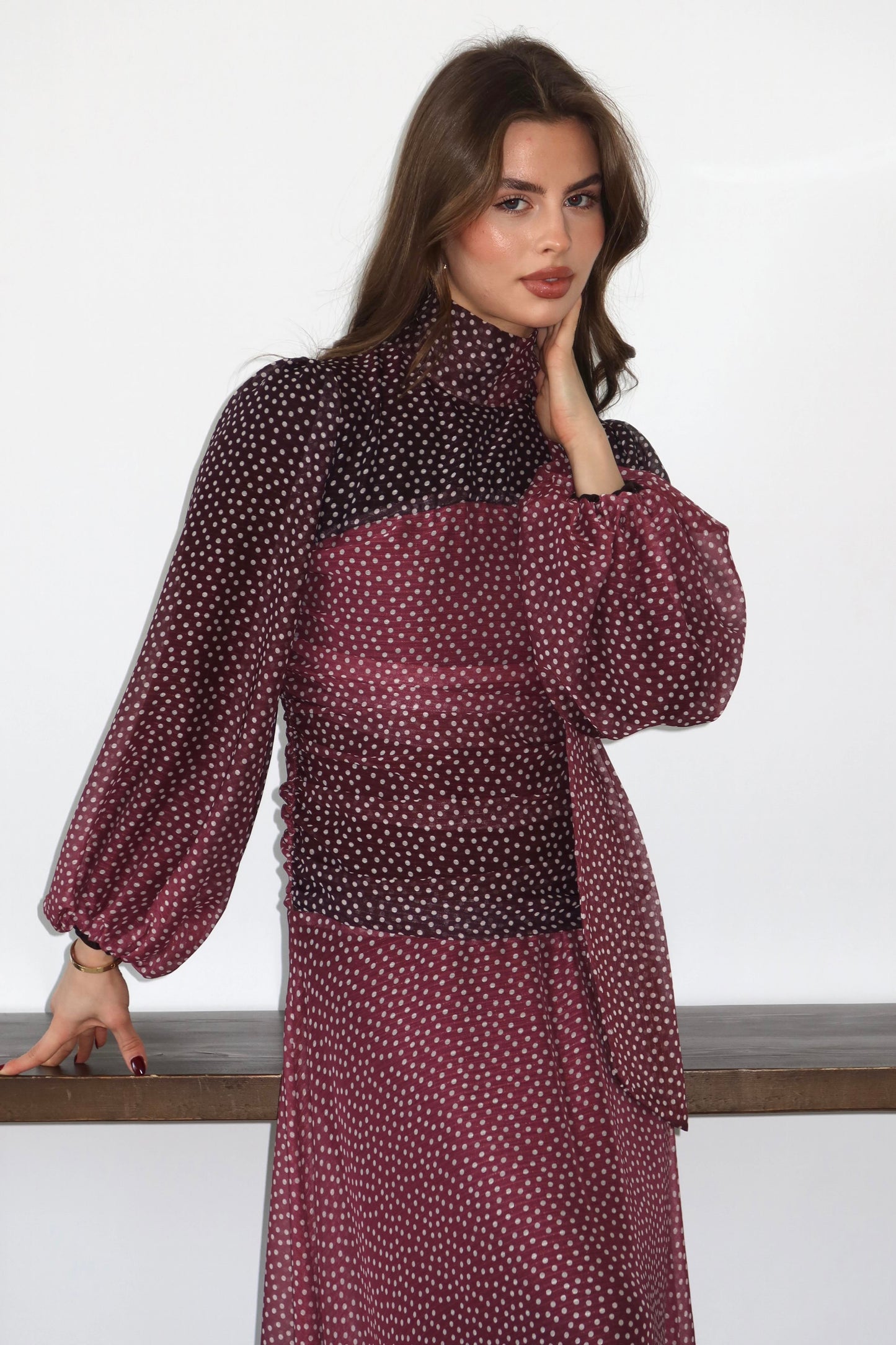 Elise Chiffon Maxi Dress - Burgundy