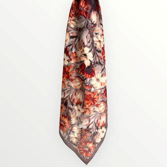Yale Floral Hijab - BrickRed