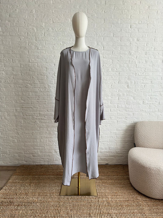 Cazz 2 Piece  Abaya Set & Light Grey