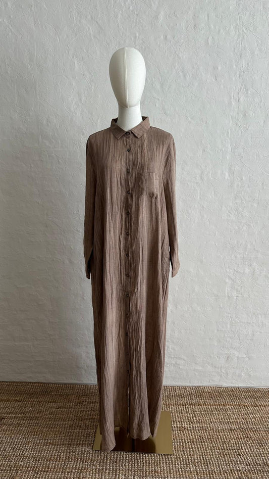 Asia Linen Dress - Desert Brown