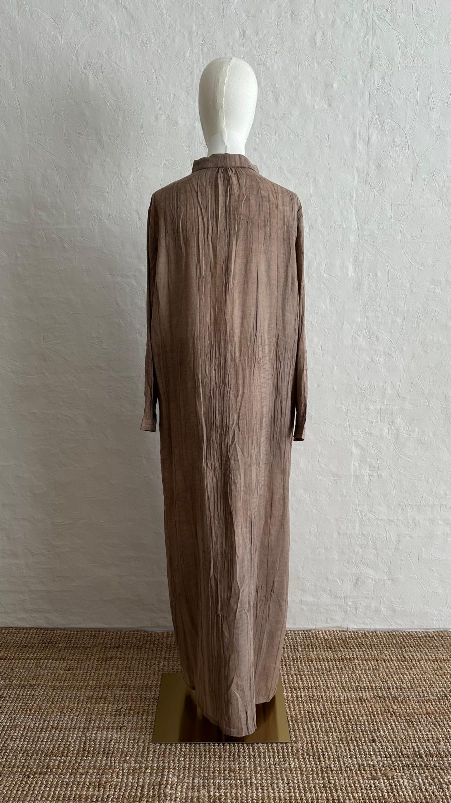 Asia Linen Dress - Desert Brown