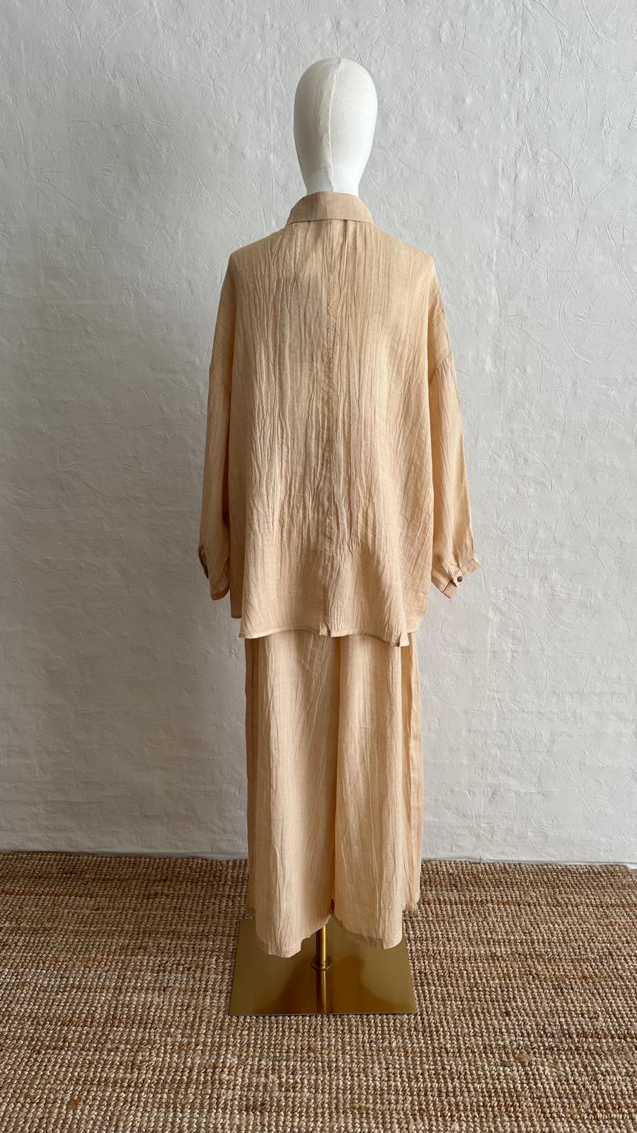 Lino Linen 2-piece Trousers-Shirt Set - Butter Yellow