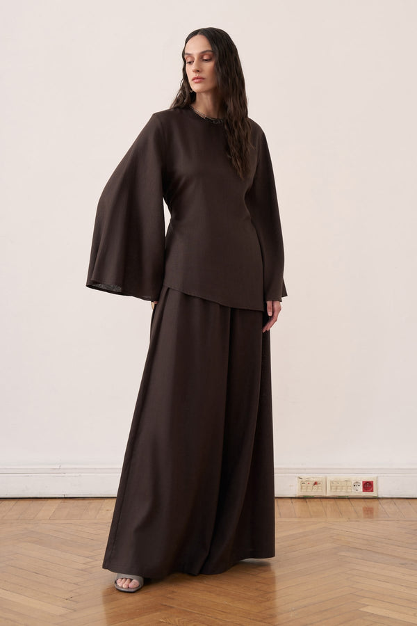 Faraz Linen 2-pieces Set - Dark Brown