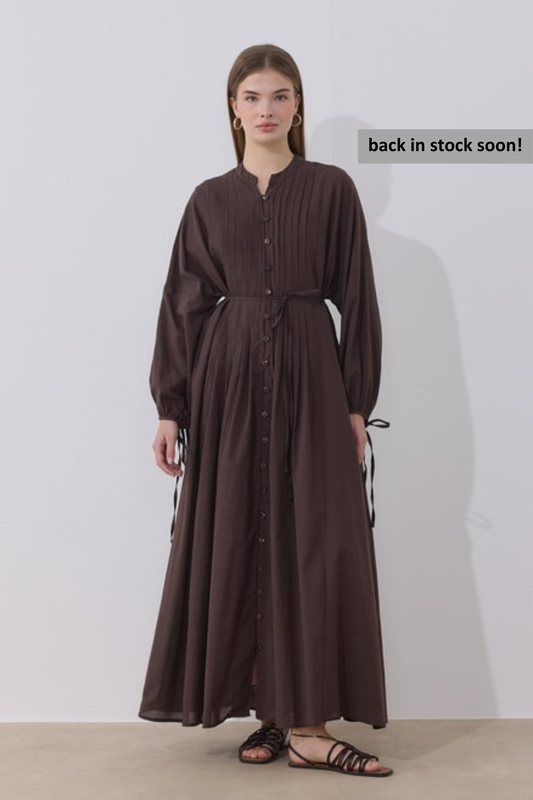 Vena Cotton Dress - Dark Brown