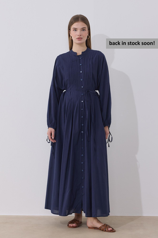 Vena Cotton Dress - Navy Blue