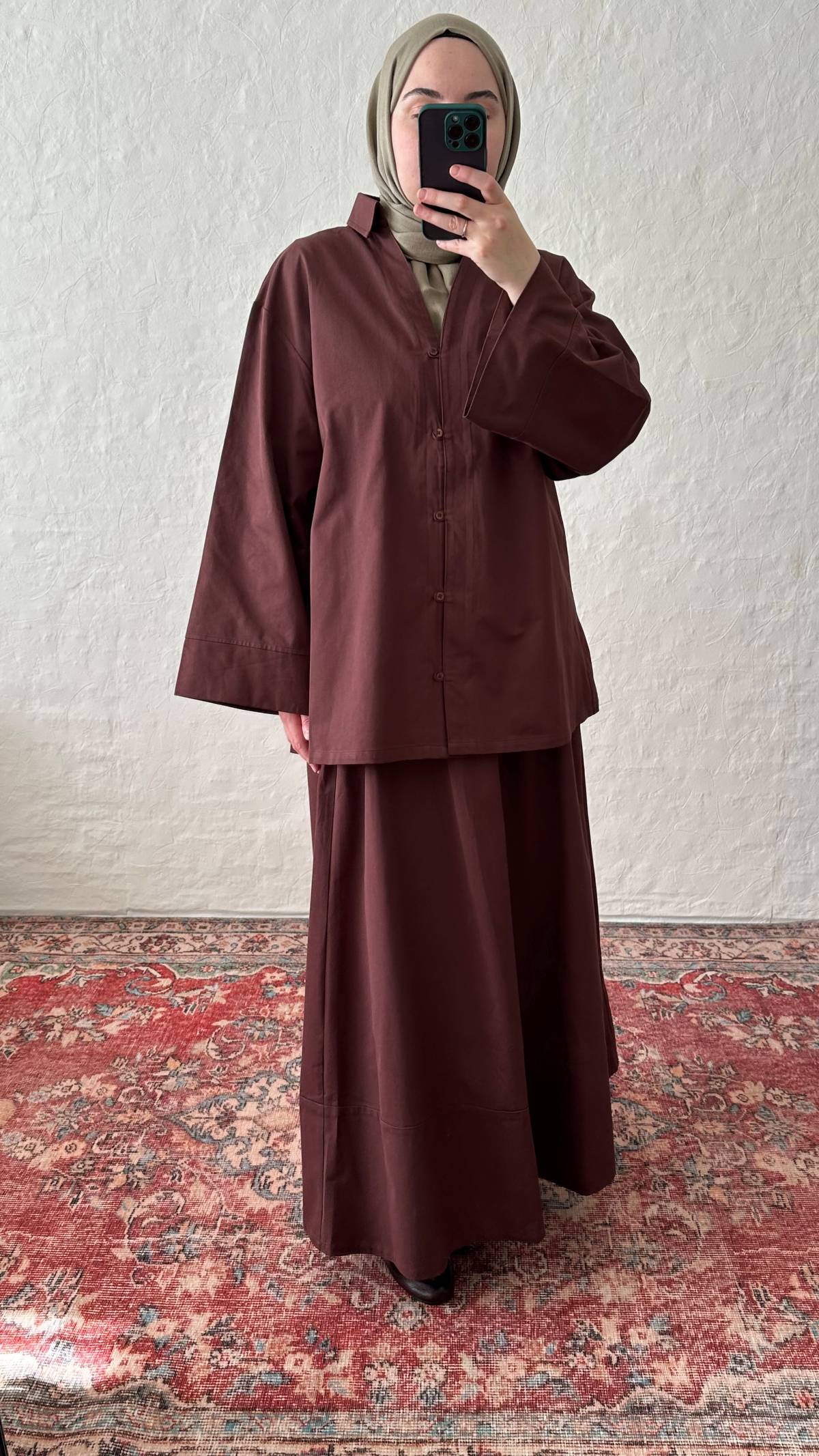 Vela Cotton Skirt & Top Set - Burgundy