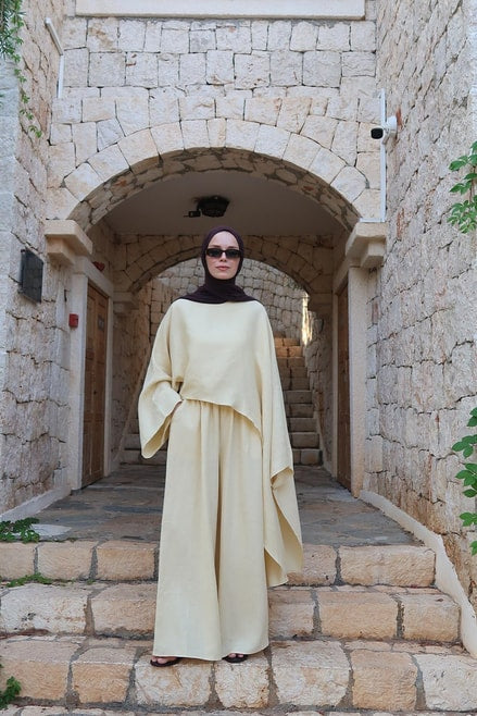Siena Top – 100% Linen Blouse in Butter | Flowy Cut, Wide Sleeves