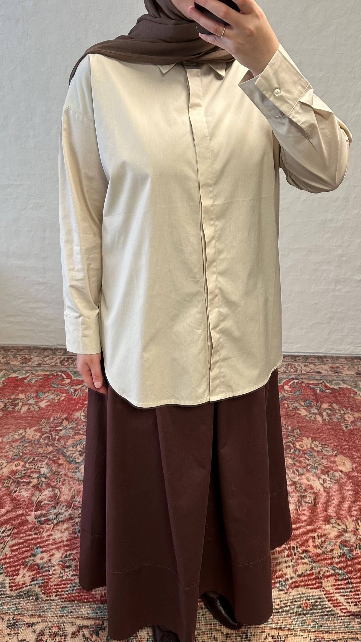 Nora Poplin Cotton Shirt - Beige