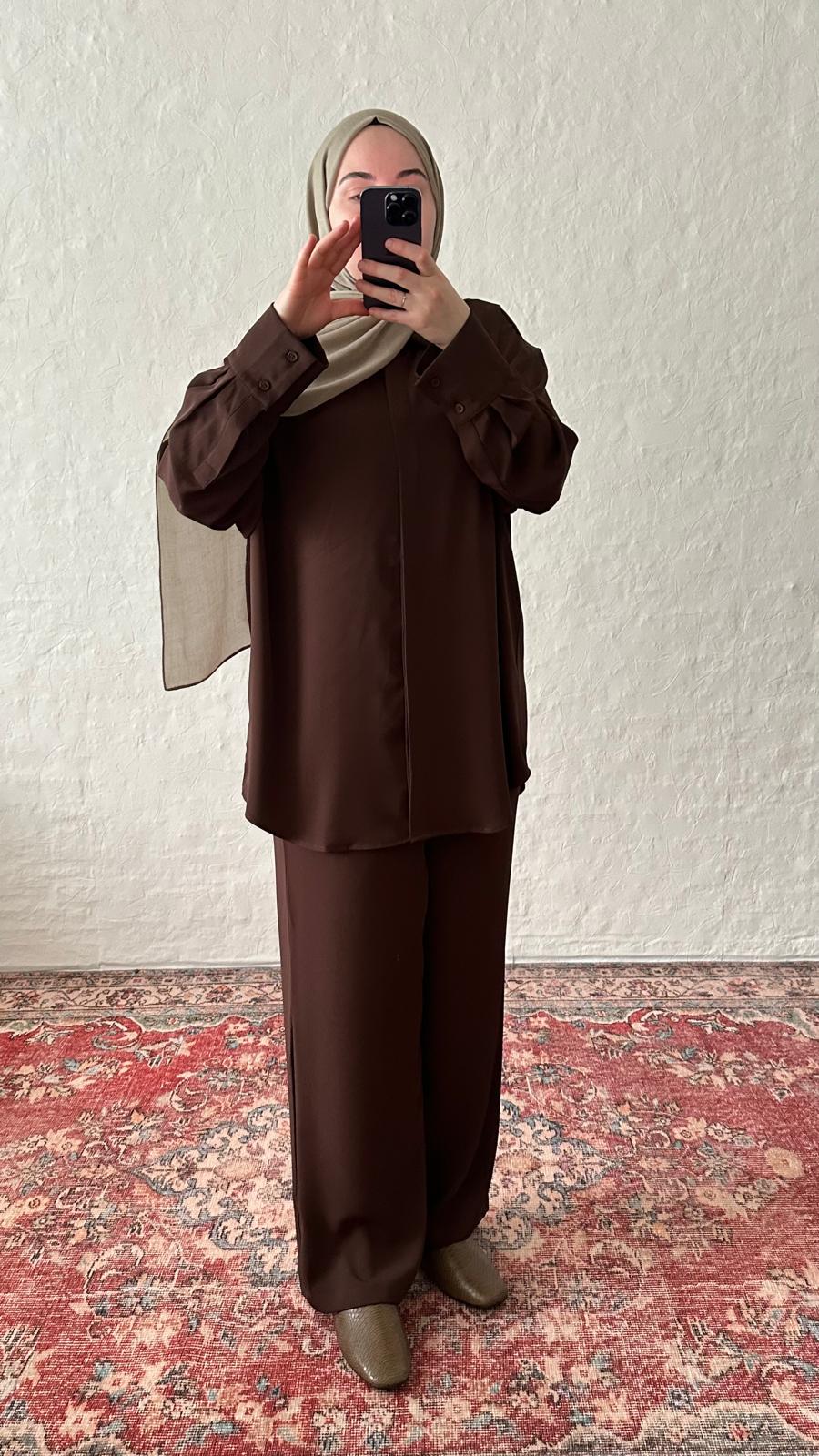 Luxe 2-Piece  Crepe Set - Dark Brown