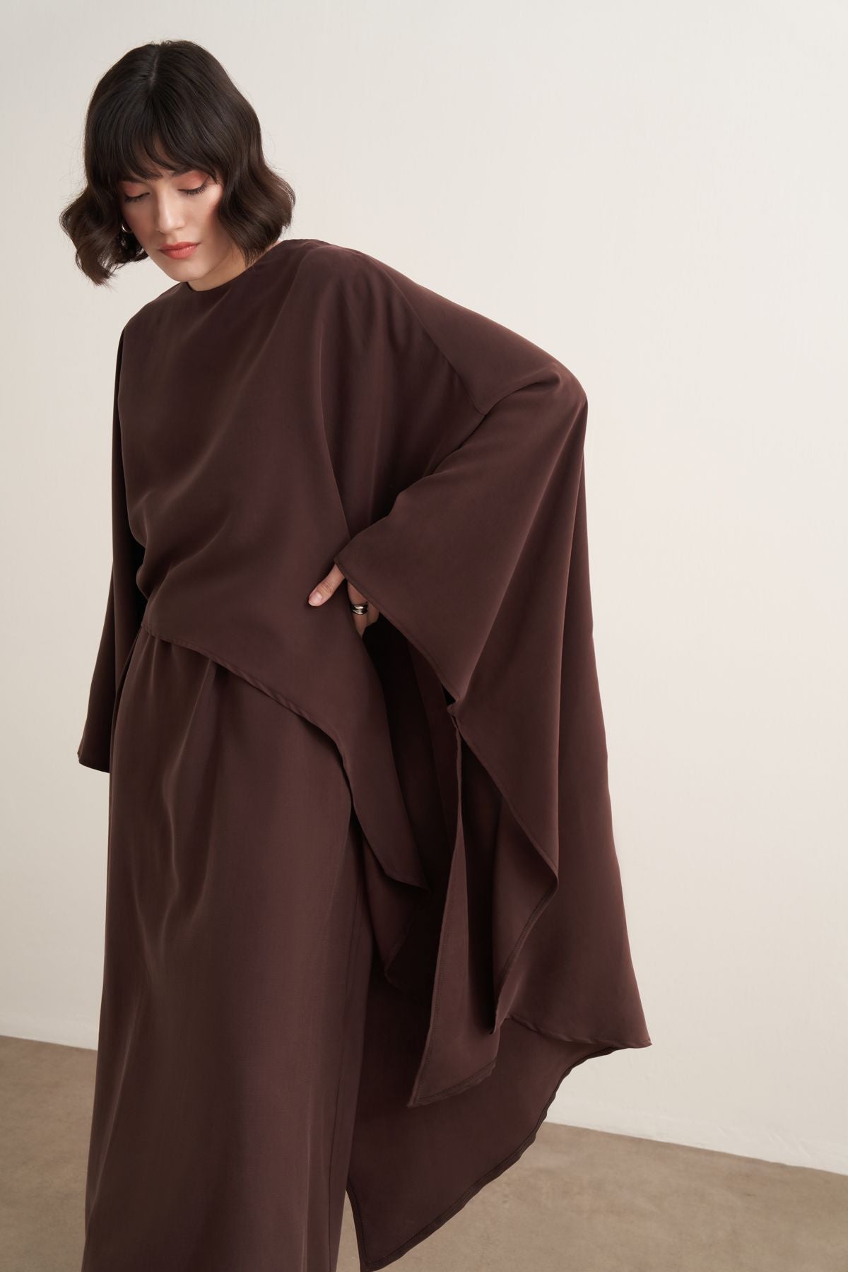 Novera 2-pieces Cupra Dress - Dark Brown