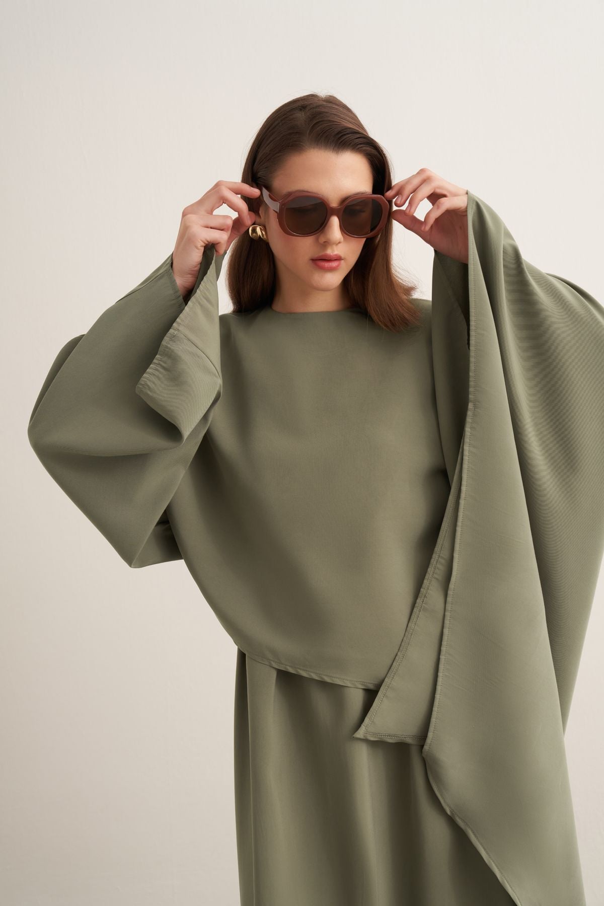 Novera 2-pieces Cupra Dress - Khaki