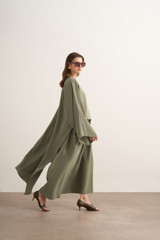 Novera 2-pieces Cupra Dress - Khaki