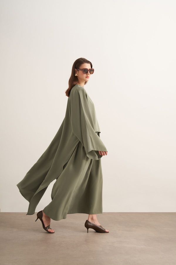 Novera 2-pieces Cupra Dress - Khaki