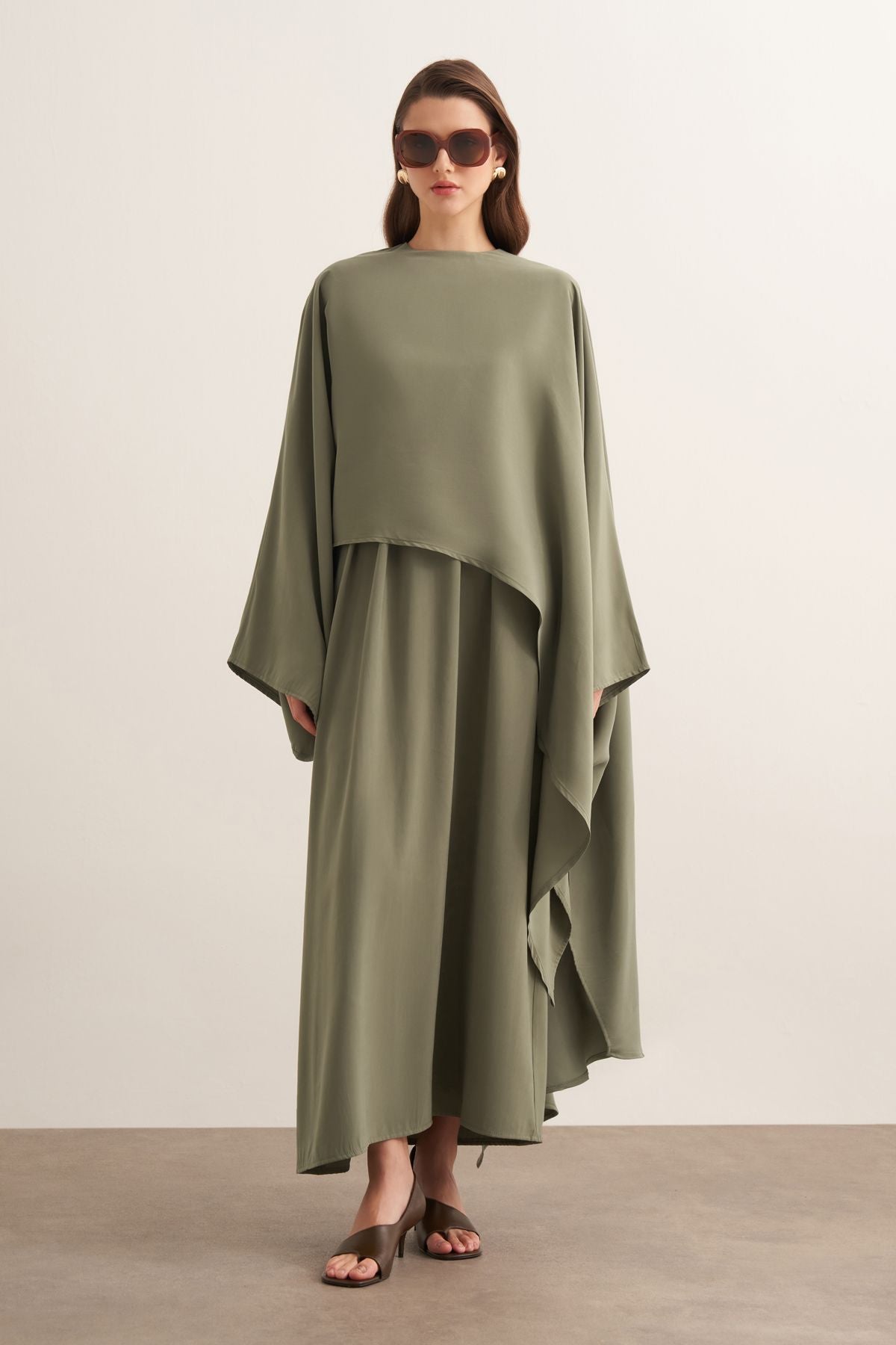 Novera 2-pieces Cupra Dress - Khaki