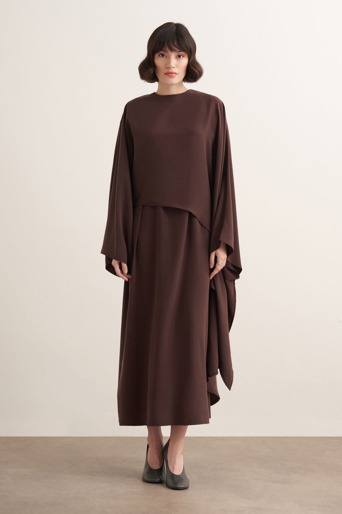 Novera 2-pieces Cupra Dress - Dark Brown