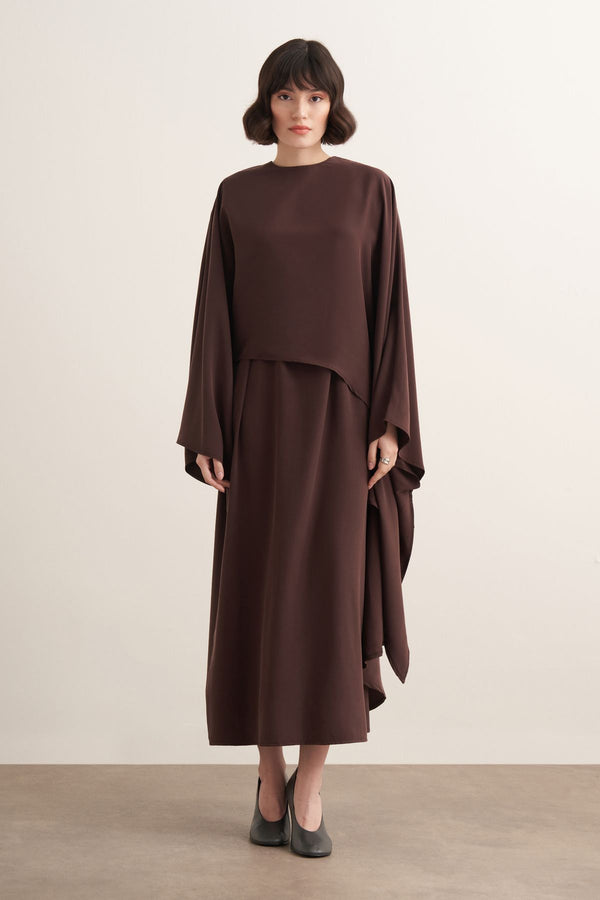 Novera 2-pieces Cupra Dress - Dark Brown