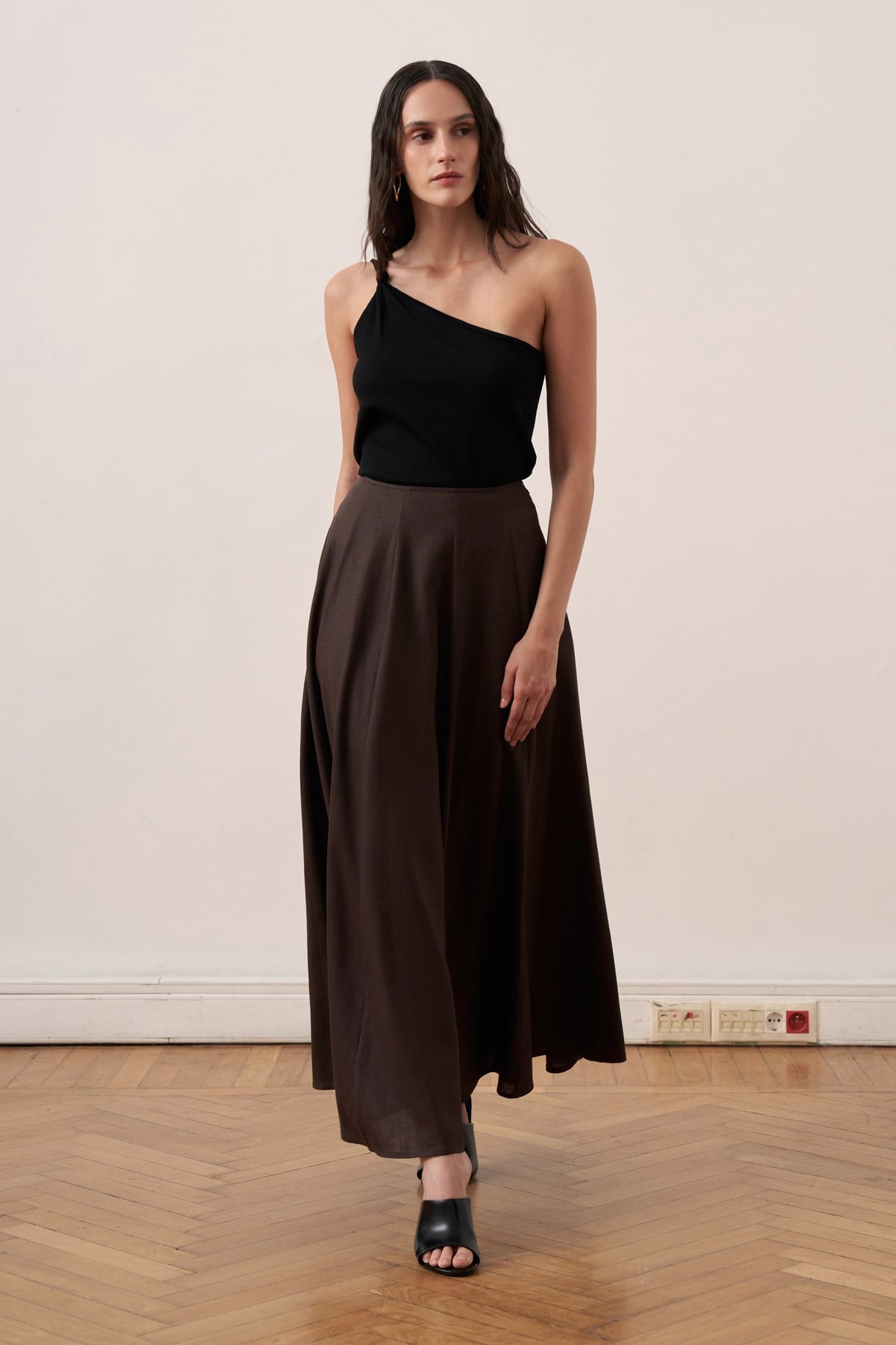 Dorada Linen Skirt - Dark Brown