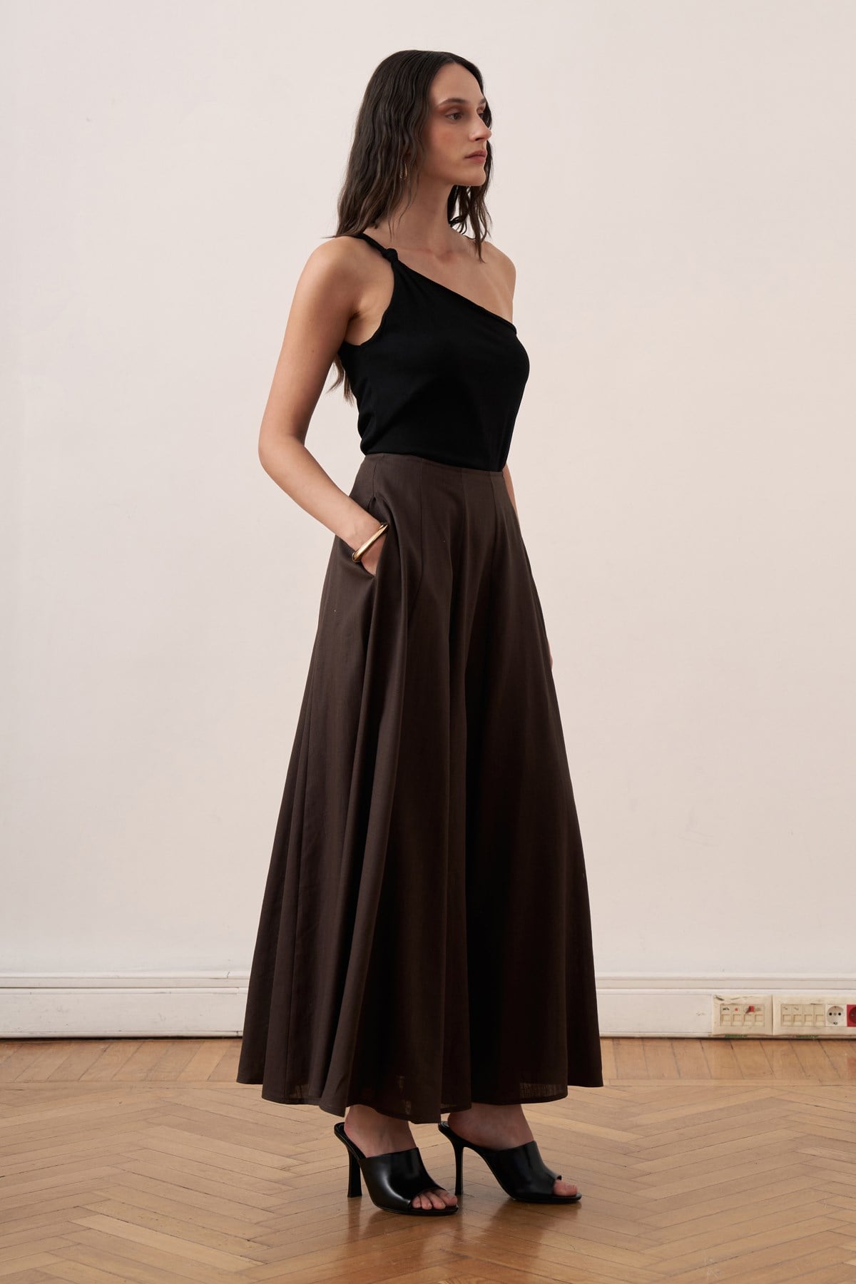 Dorada Linen Skirt - Dark Brown
