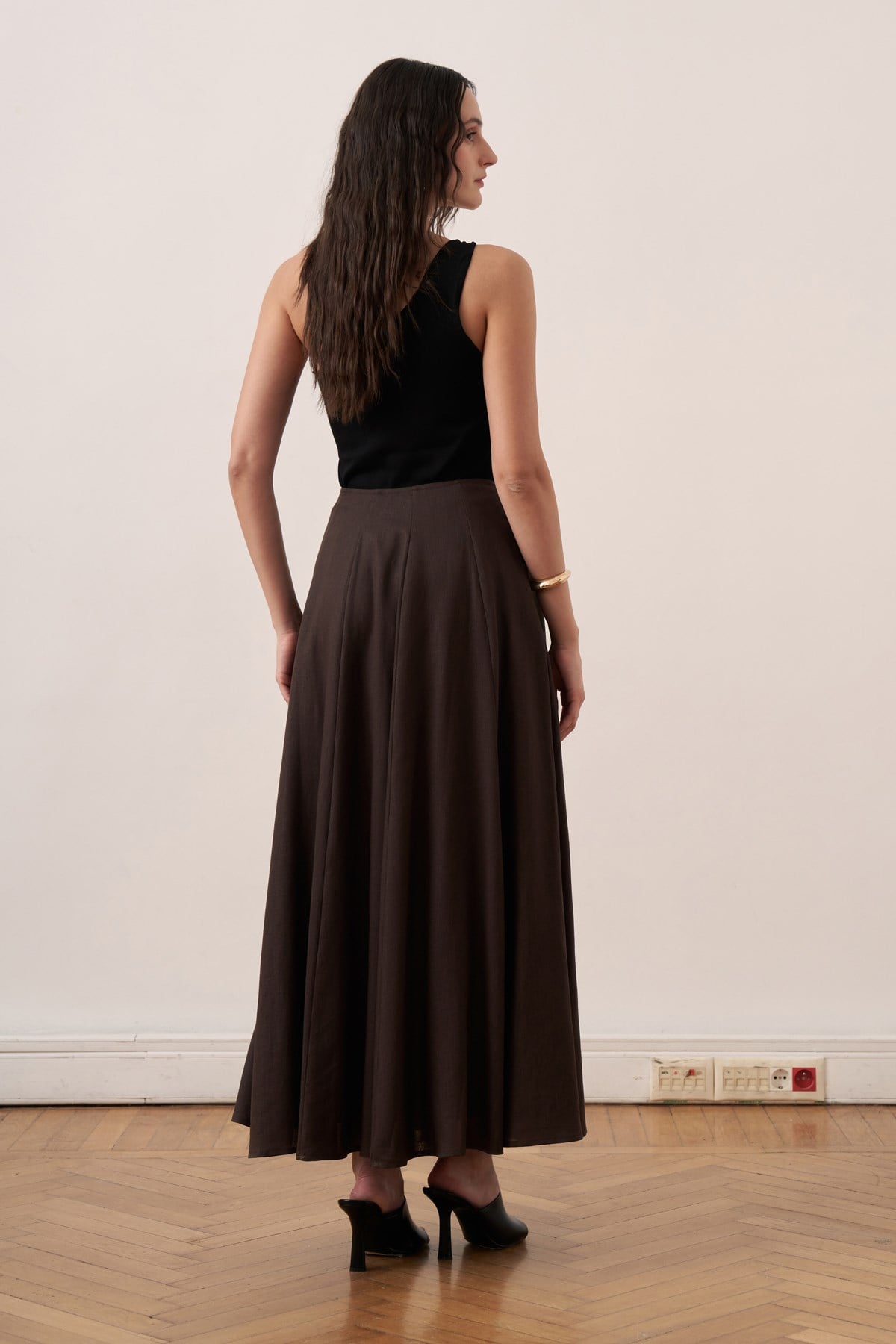 Dorada Linen Skirt - Dark Brown