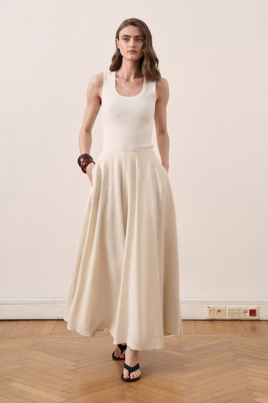 Dorada Linen Skirt - Stone