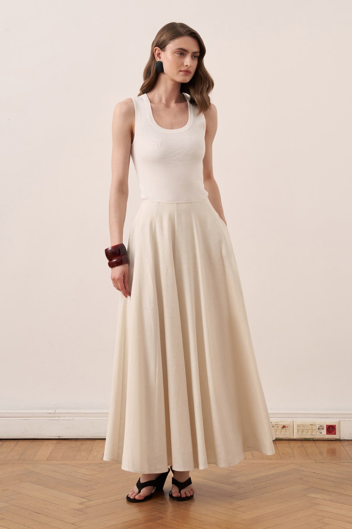 Dorada Linen Skirt - Stone