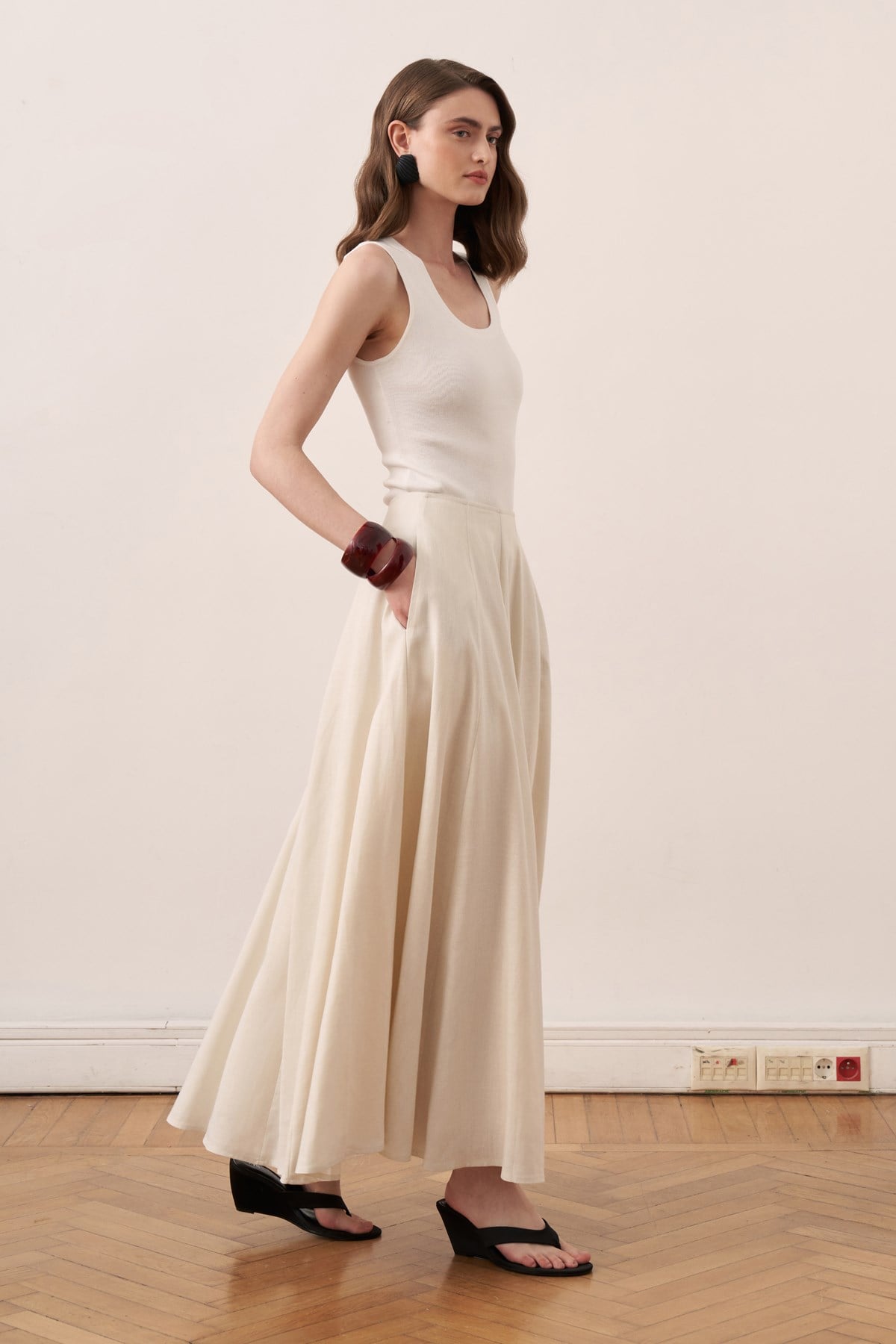 Dorada Linen Skirt - Stone